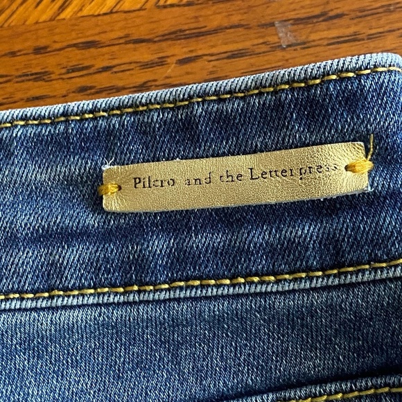 Anthropologie Pilcro Slim Boyfriend Jeans Rose Gold Coated Foil Metallic Sz 30 - Picture 8 of 8